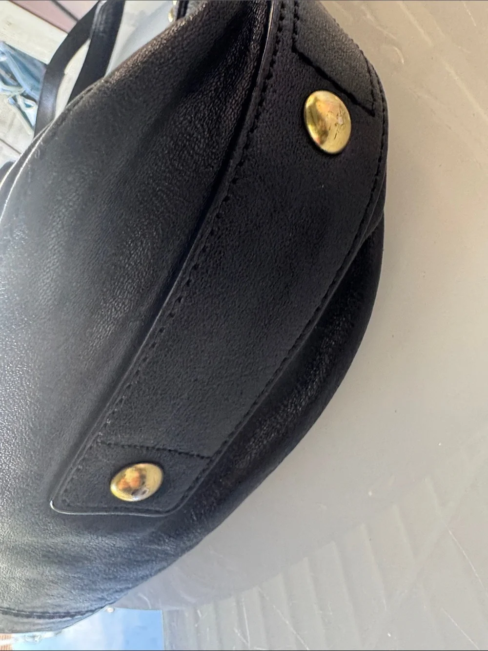 Coach Zoe Black Leather Shoulder Bag with Gold Studs